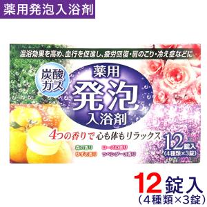 入浴剤 12錠入（4種類×3錠） 発泡入浴剤 大容量 薬用 炭酸ガス入浴剤 ギフト 人気 アロマ 温泉 プレゼント｜wagonsale