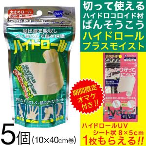 ハイドロコロイド 絆創膏 包帯 ヒューマンベース プラスモイスト ハイドロール 5個セット 1巻 大きめロール 10cm×40cm ばんそうこう 絆創膏透明 送料無料｜わごんせる