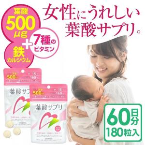 サプリ サプリメント 葉酸 鉄 カルシウム 90粒 2個セット｜wagonsale