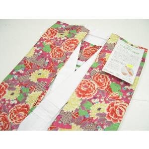 大！Mサイズのみの為　ローズカラー襦袢バラ柄衿替・ワンタッチ！※丸洗い可能