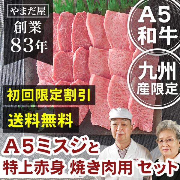 黒毛和牛 国産牛 焼肉 A5 2種セット 2〜3人前 和牛 佐賀牛 宮崎牛 / 初回限定 極上ミスジ...