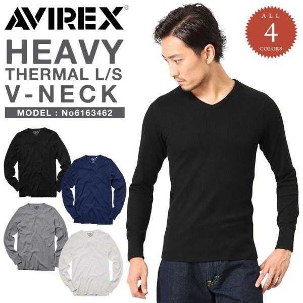 ポイント10倍！AVIREX アビレックス 6163462 長袖 サーマル VネックTシャツメンズ ...