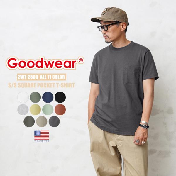 Goodwear グッドウェア 2W7-2500 USAコットン S/S 四角ポケット Tシャツ メ...
