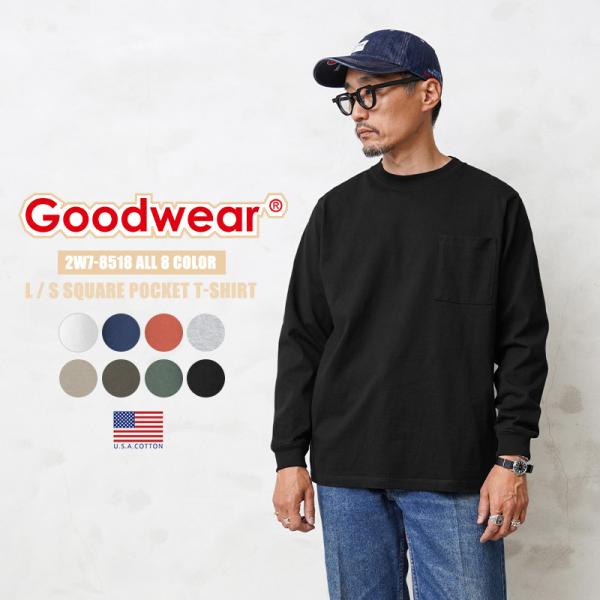 Goodwear グッドウェア 2W7-8518 USAコットン L/S 四角ポケット Tシャツ ロ...