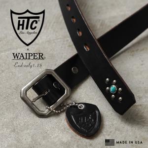 HTC エイチティーシー WAIPER別注 HEX & TURQUOISE END ONLY 1.25” カウレザーベルト MADE IN USA ワイパー ターコイズ スタッズ【クーポン対象外】【T】｜ミリタリーショップWAIPER