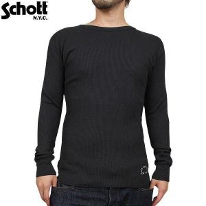 Schott ショット サーマル L/S パックTシャツ ブラック [3113059-009] サーマル ワッフル ブランド【クーポン対象外】