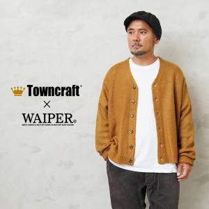 WAIPER×TOWN CRAFT TC23F01400 シャギーカラー ソリッド カーディガン ”MUSTARD” モヘア調 ワイパー タウンクラフト アメカジ【クーポン対象外】【T】｜waiper