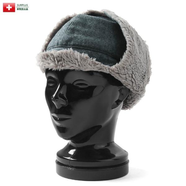 実物 USED スイス軍 ボアキャップ メンズ レディース フライトキャップ 帽子 軍放出品 軍用 ...