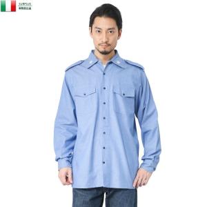 実物 新品 イタリア軍 シャンブレーワークシャツ デッドストック ミリタリー メンズ レディース エポレット付き 軍服 軍用 放出品【クーポン対象外】【I】