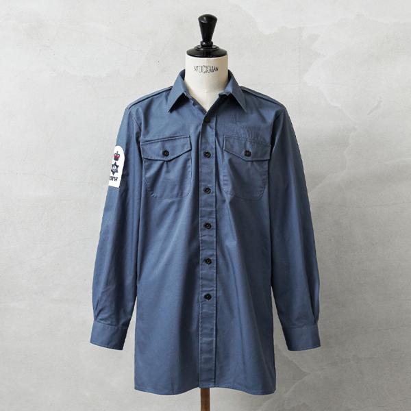 実物 USED イギリス軍 ROYAL NAVY FR ワーキング ドレスシャツ BLUE ミリタリ...