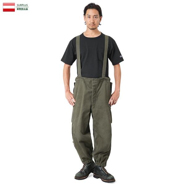 実物 USED オーストリア軍 サスペンダー付き オーバーパンツ つなぎ オーバーオール ミリタリー...