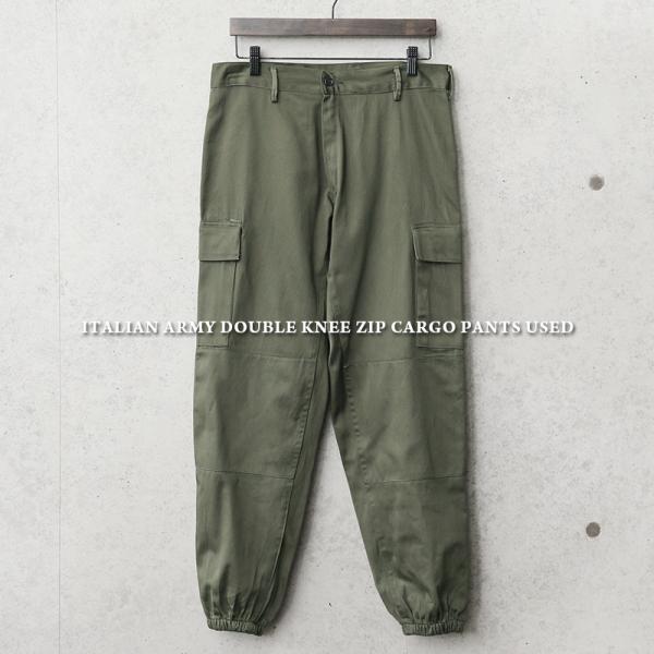 実物 USED イタリア軍 ダブルニー ZIP カーゴパンツ メンズ ミリタリーパンツ 軍パン 古着...