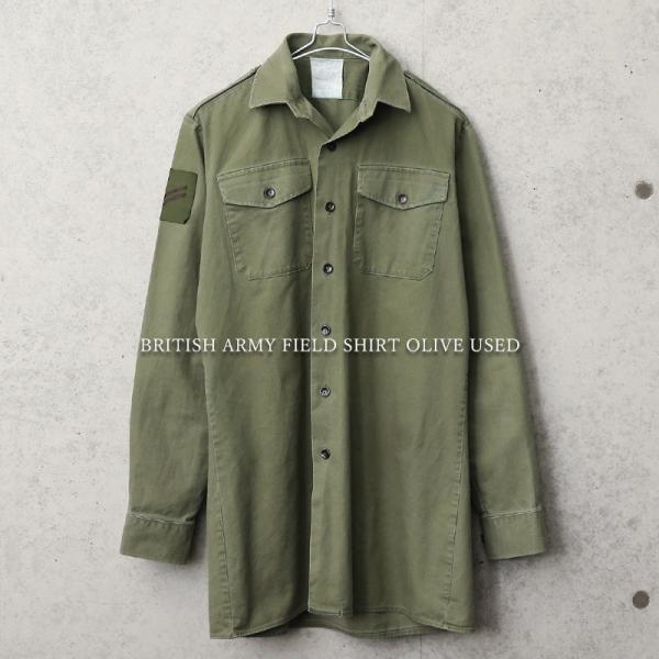 実物 USED イギリス軍 フィールドシャツ オリーブ ミリタリーシャツ 長袖 軍服 軍モノ ユーロ...