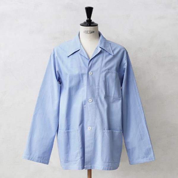 実物 新品 デッドストック フランス軍 パジャマシャツ ライトブルー メンズ スリーピングシャツ ジ...