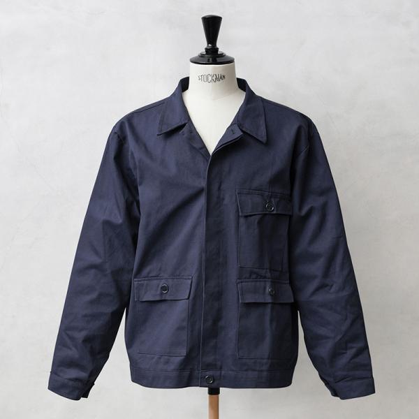 実物 新品 デッドストック イタリア軍 フラップ 3ポケット ワークジャケット NAVY メンズ ミ...