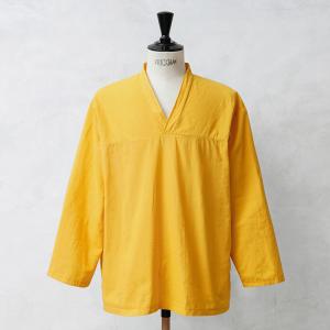 実物 新品 デッドストック ロシア軍 80s ヨーク切り替え Vネック スリーピングシャツ MUSTARD YELLOW染め 軍モノ 軍物 軍服 古着【クーポン対象外】【I】｜waiper