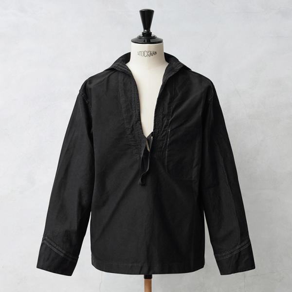 実物 USED イタリア海軍 NAVY ホワイト セーラーシャツ BLACK染め ミリタリー 軍物 ...