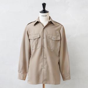 50s ミリタリー　半袖シャツ　ユーロ　ベージュ　雰囲気　EURO 古着　ｌ L/古着 半袖 ビンテージ ミリタリー シャツ メンズ 50s ベージュ