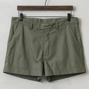 実物 新品 デッドストック フランス軍 HBT（ヘリンボーンツイル）ショーツ オリーブ / GAOショーツ ミリタリー 軍パン 軍モノ 軍物 古着【クーポン対象外】【I】