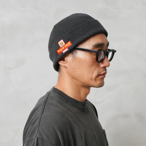 実物 USED イギリス ROYAL MAIL ロイヤルメール 刺繍ロゴ ワッチキャップ チャコール...