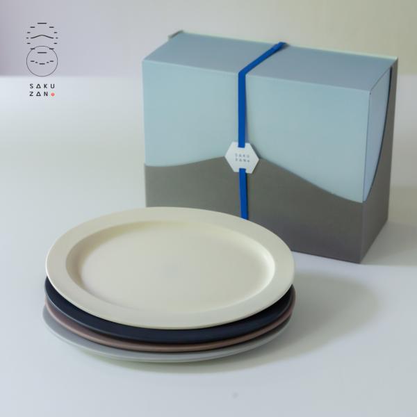 美濃焼 作山窯 SAKUZAN Sara Gift オーバル プレートM4枚 セット（クリーム×ネイ...