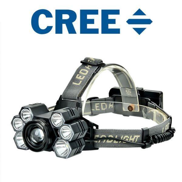 【即納】7灯 USB充電式 LEDヘッドライト CREE XPE T6 チップ 懐中電灯 12000...
