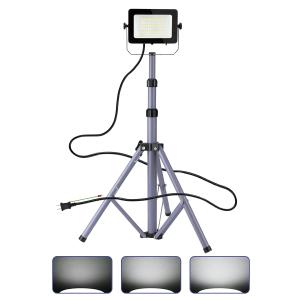 即納 1セット 5Mコード付きワークライト 三脚スタンド＋1灯 三階段調光 20W 30W 50W 作業灯 led投光器 昼光色 6500k 高輝度 アース付きプラグ 広角180度 1年保証