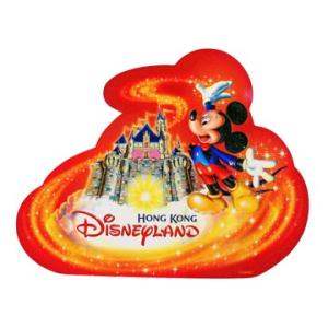 香港ディズニーランド　ダイカット　ミッキーとお城の柄の　ポストカード