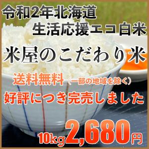 【お米10kg】【完売】【中米・生活応援価格】令和2年北海道産中米エコ白米　米屋のこだわり米10kg【送料無料地域あり】