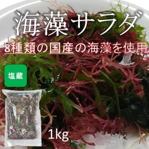 海藻サラダ 塩蔵品 国産 1kg(1kg×1袋)(原材料名：食塩/赤とさか/青とさか/赤のり/青まふ/白まふ/白とさか/生こんぶ/わかめ)｜wakamatsuya-store