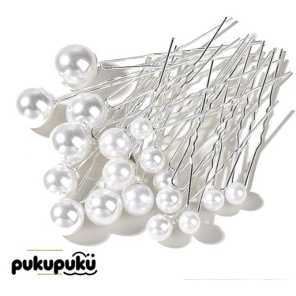 18個セット Ｕピン ヘアピン パール 結婚式 卒業式 入学式 髪飾り ヘッドドレス 和装 アレンジ...