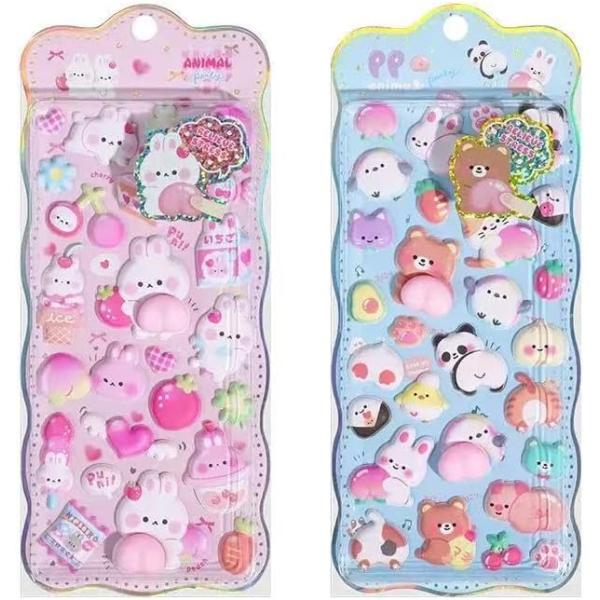 2枚セット 3dシール おしりぷにぷにシール かわいい ぷくぷく キャラクター マシュマロ ふわふわ...