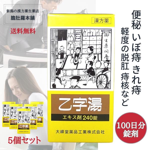 乙字湯 エキス錠 240錠 約20日分 X 5個 痔 乙字湯 漢方 便秘 大便かたい いぼ痔 きれ痔...