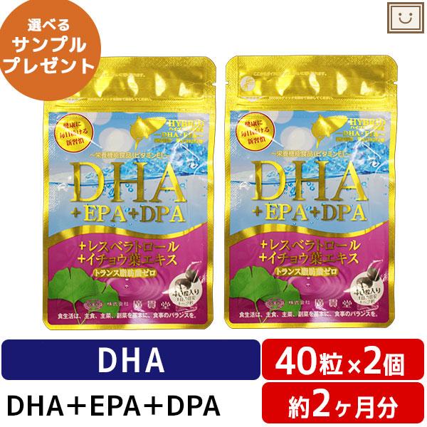 DHA+EPA+DPA+イチョウ葉エキス 40粒 2個セット イチョウ葉 サプリ ビタミンe タブレ...