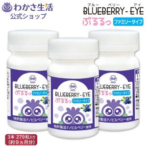 【公式】わかさ生活 ブルーベリーアイ ぶるるっファミリータイプ 1本93粒入り×3本 大容量 約9か月分 飲みやすい小粒タイプ ブルーベリー 家庭用｜wakasa