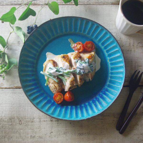 シャビーターコイズ オードブル皿 益子焼 大皿 ワンプレート皿 ナチュラル ブルー 青 おしゃれ わ...