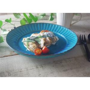 シャビーターコイズ オードブル皿 益子焼 大皿 ワンプレート皿