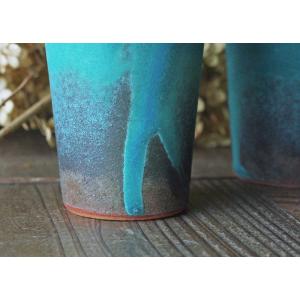 シャビーターコイズ ゴブレット 益子焼 ロング...の詳細画像5