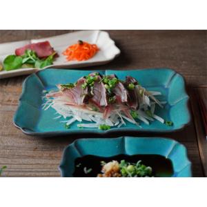 益子焼 ロータス【角/大】 シャビーターコイズ...の詳細画像3