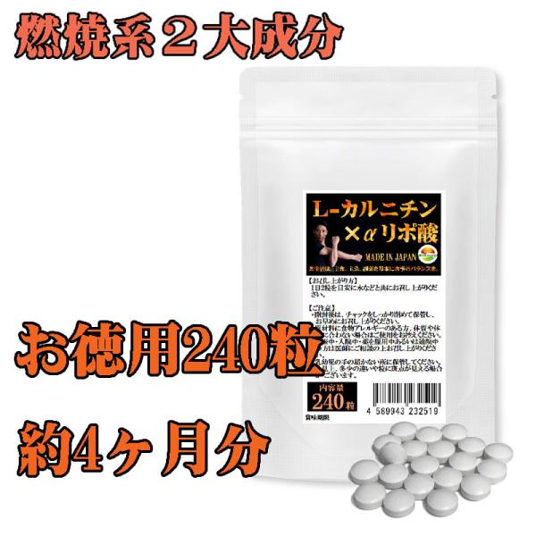 お徳用 L-カルニチン αリポ酸 サプリ 240粒 約4か月分 燃焼系 ダブル配合 爆買