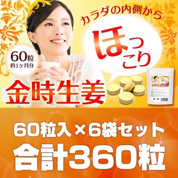 サプリメント　金時生姜サプリ60粒　6袋セット　合計３６０粒　おまけ酵素サプリ30粒　メール便送料無...