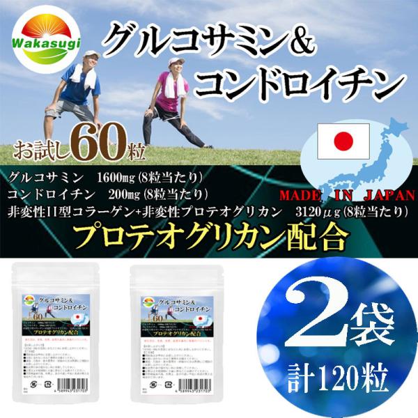 プロテオグリカン新配合　グルコサミン＆コンドロイチン　60粒　2袋セット計120粒