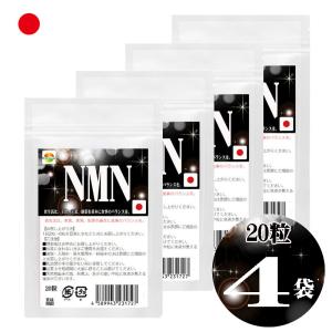 NMN サプリメント 20粒 4袋セット80粒 日本製 国産ニコチンアミドモノヌクレオチド使用 1粒250mgあたりNMN50mg配合　1袋に1000mg配合｜wakasugi2012