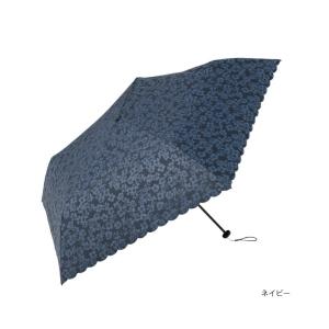 超軽量120g 日傘 シャドーフラワー ネイビー 晴雨兼用折りたたみ傘 スーパーライト　 UV対策 コンパクト傘 紫外線99%遮蔽 ギフト｜wakeari-z