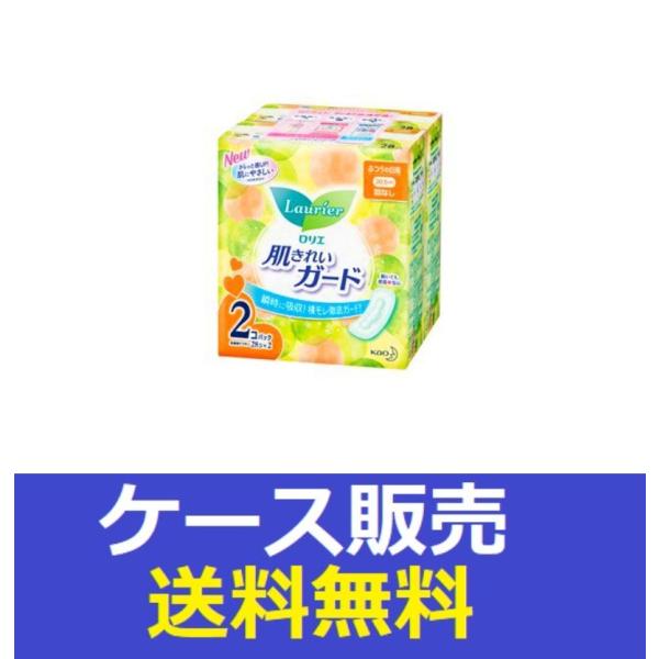 （1ケース販売）「ロリエ　肌きれいガード　昼用　羽なし　２８コ入×２」　12個の詰合せ