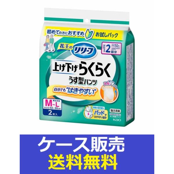 （1ケース販売）「リリーフ　パンツタイプ　上げ下げらくらくうす型パンツ　２回分　Ｍ−Ｌ２枚」　24個...