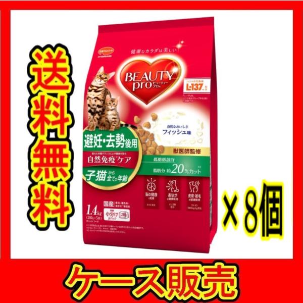 （1ケース販売）　「日本ペット　ビューティープロキャット　避妊・去勢後用 1.4ｋｇ」　8個の詰合せ