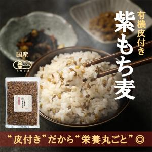 紫もち麦 皮つき 無農薬 有機 500g オー...の詳細画像1