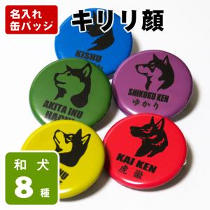 缶バッジ キリリ顔 32mm 秋田犬 甲斐犬 紀州犬 四国犬 柴犬 北海道犬 狆 日本スピッツ グッズ 雑貨 バッチ