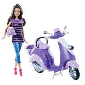 Teresa Doll With Purple Scooter and Helmet - Barbies Friend Teresa Glam Scooter Vespa by Barbie｜wakiasedry
